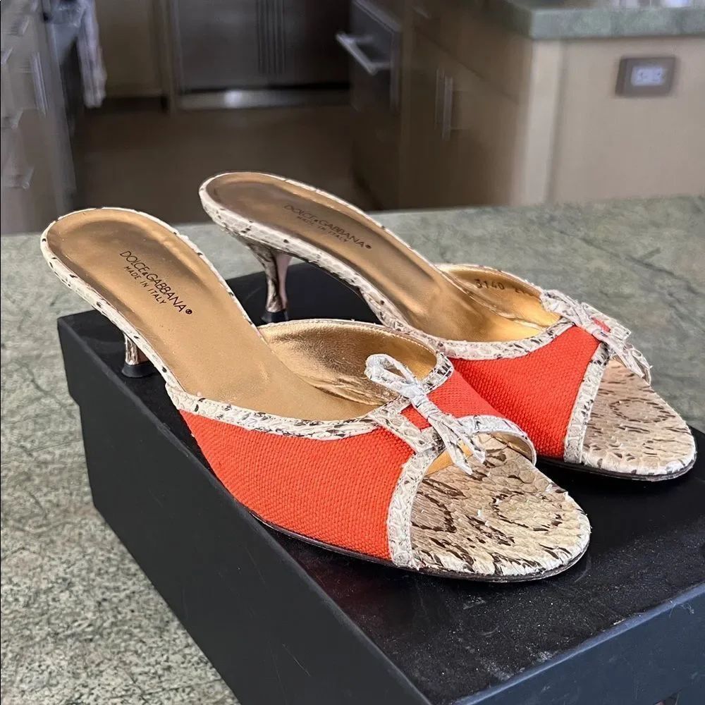 Dolce &βGabbana Orange and Beige Heels